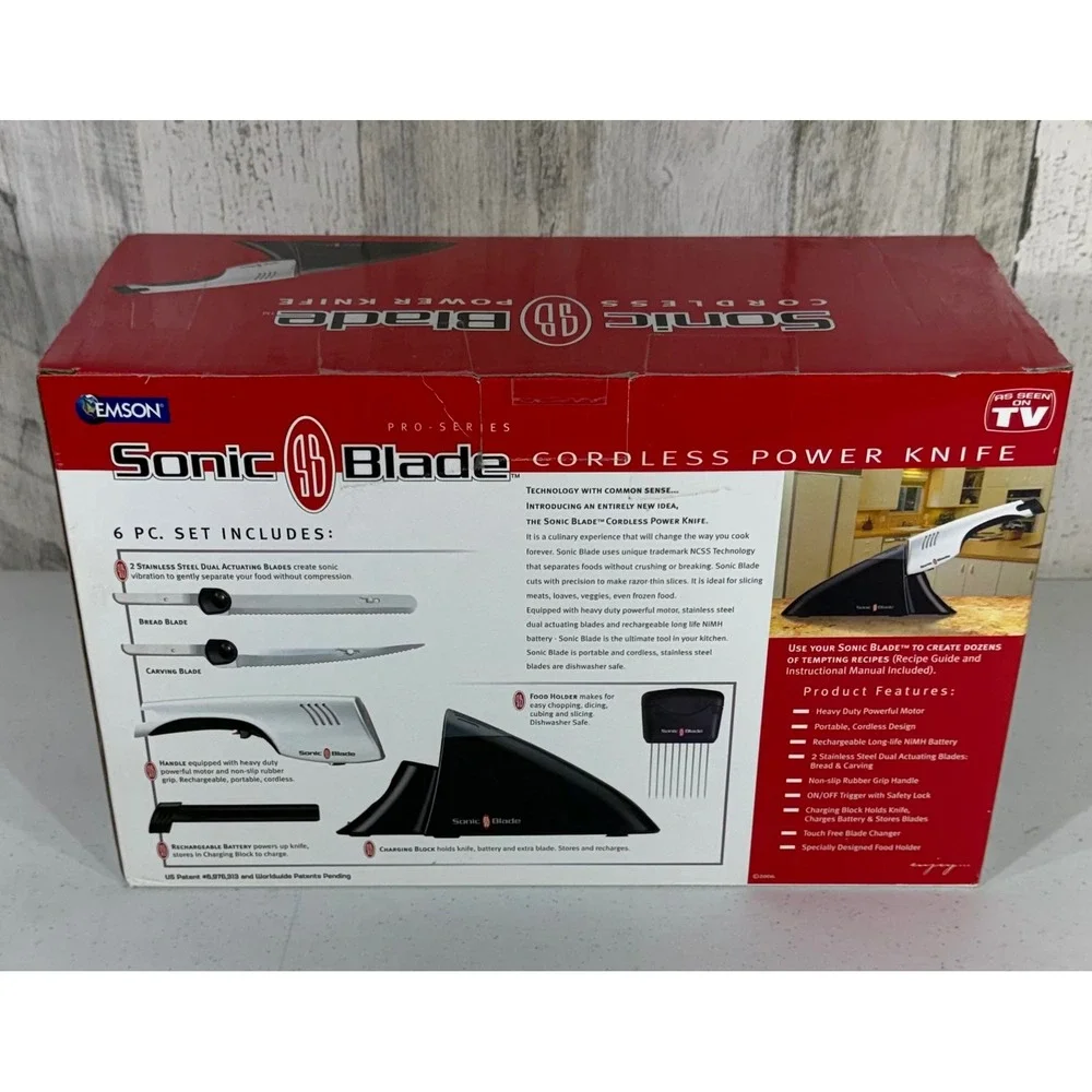 Sonic Blade Cordless Power Knife Pro-Series White Black Electric Carving Set